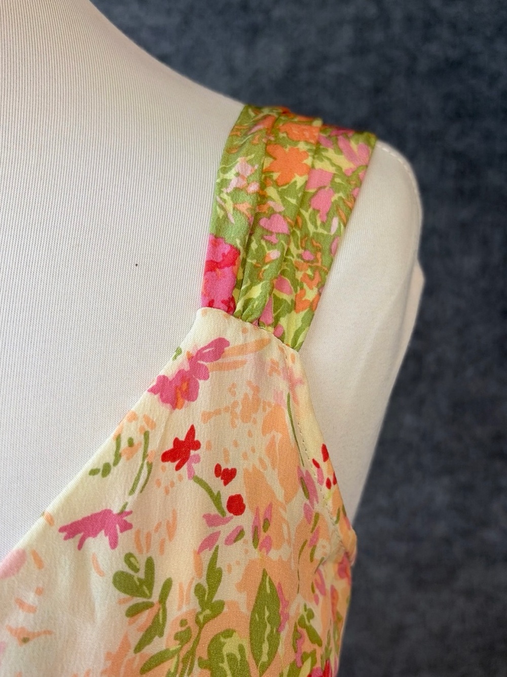 Plenty by Tracy Reese Peach, Pink & Green Floral Wrap Midi Dress - Picture 5 of 14